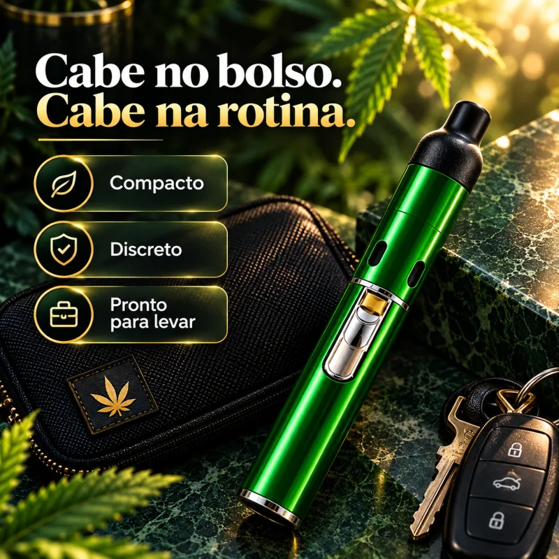 AirFlow™ Pipe compacto, leve e discreto em estojo premium destacando portabilidade no bolso e praticidade