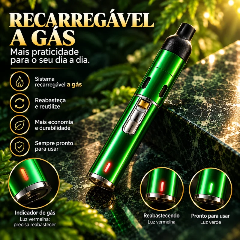 AirFlow™ Pipe recarregável a gás com válvula de abastecimento para gás de isqueiro, prático e reutilizável